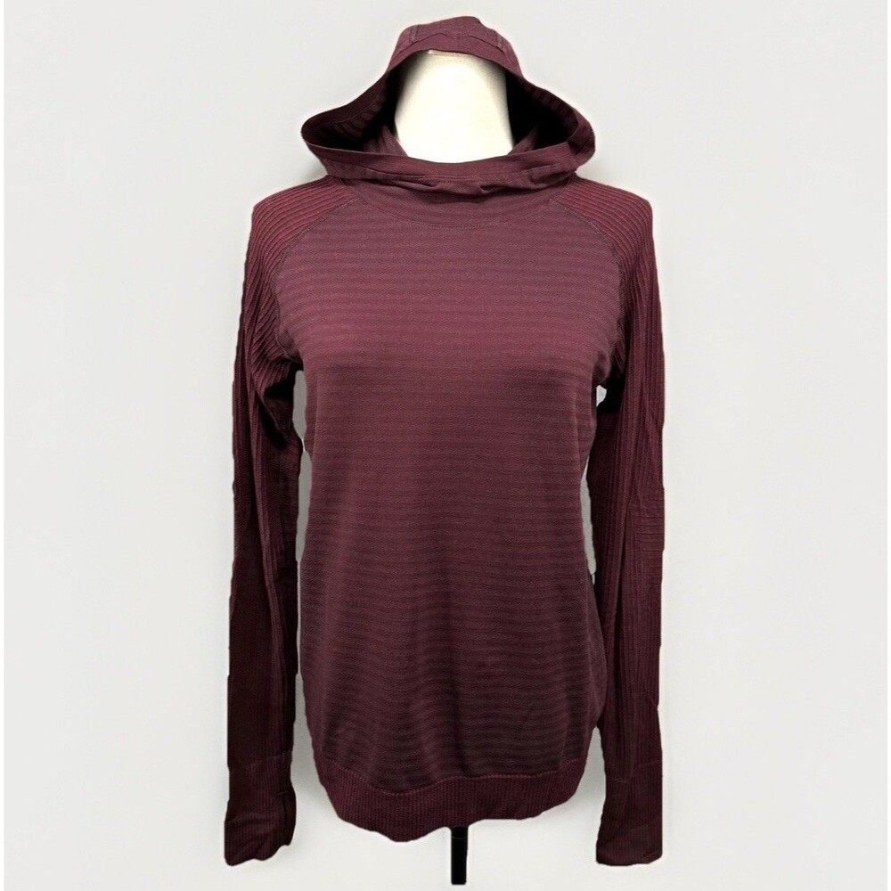 Lululemon Keep The Heat Thermal Hoodie Womens 8 Wool Blend Maroon Slim Stretch